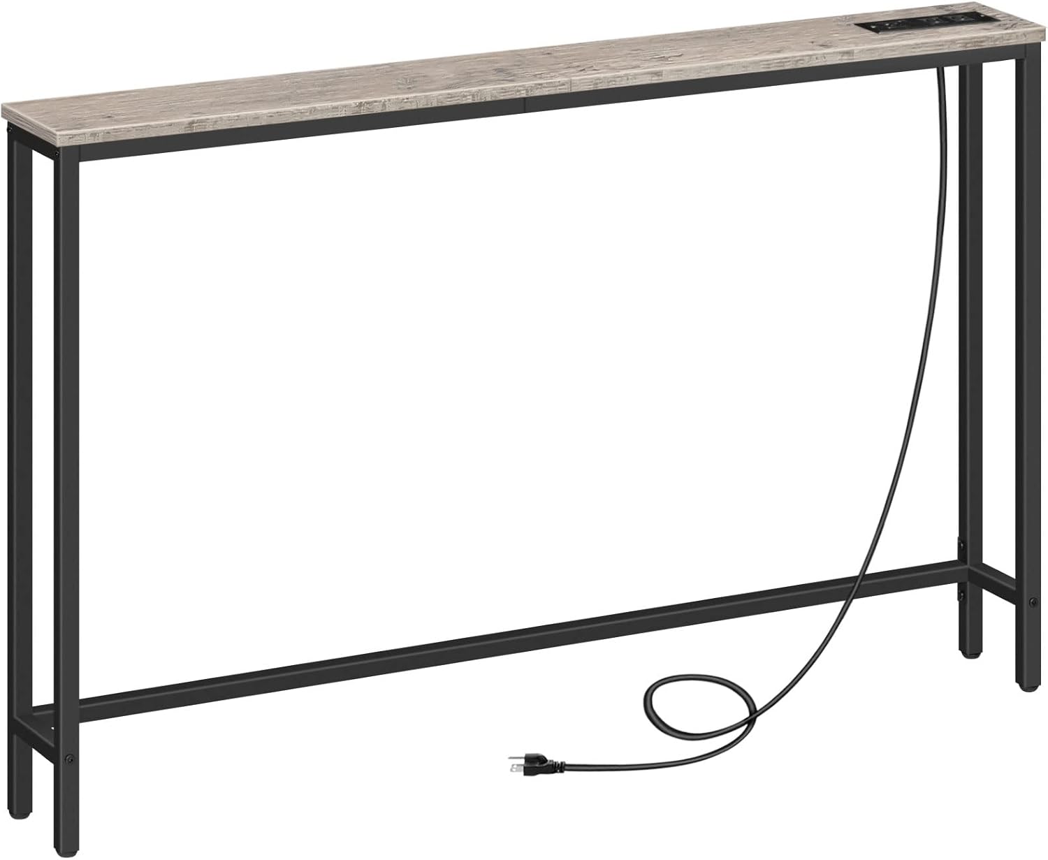 HOOBRO 120 cm Narrow Console Table with Power Outlets, Skinny Behind Couch Table with USB & Type-C Charging Station, Greige BG15XG01G1