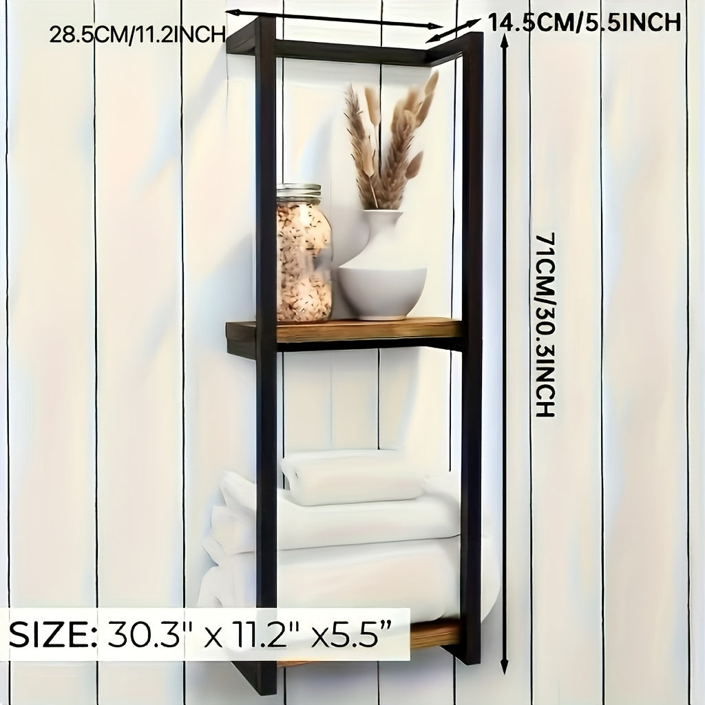 [Space-Saving Organizer] Modern 2-Tier Metal Floating Shelf | 1pc | Metal | Space-Saving Organizer | Home, Bathroom, Bedroom | Modern | Easy Install 