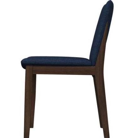 Laura Blue Linen Solid Wood Dining Chair  Set Of 2 Mid-Century Modern Style 