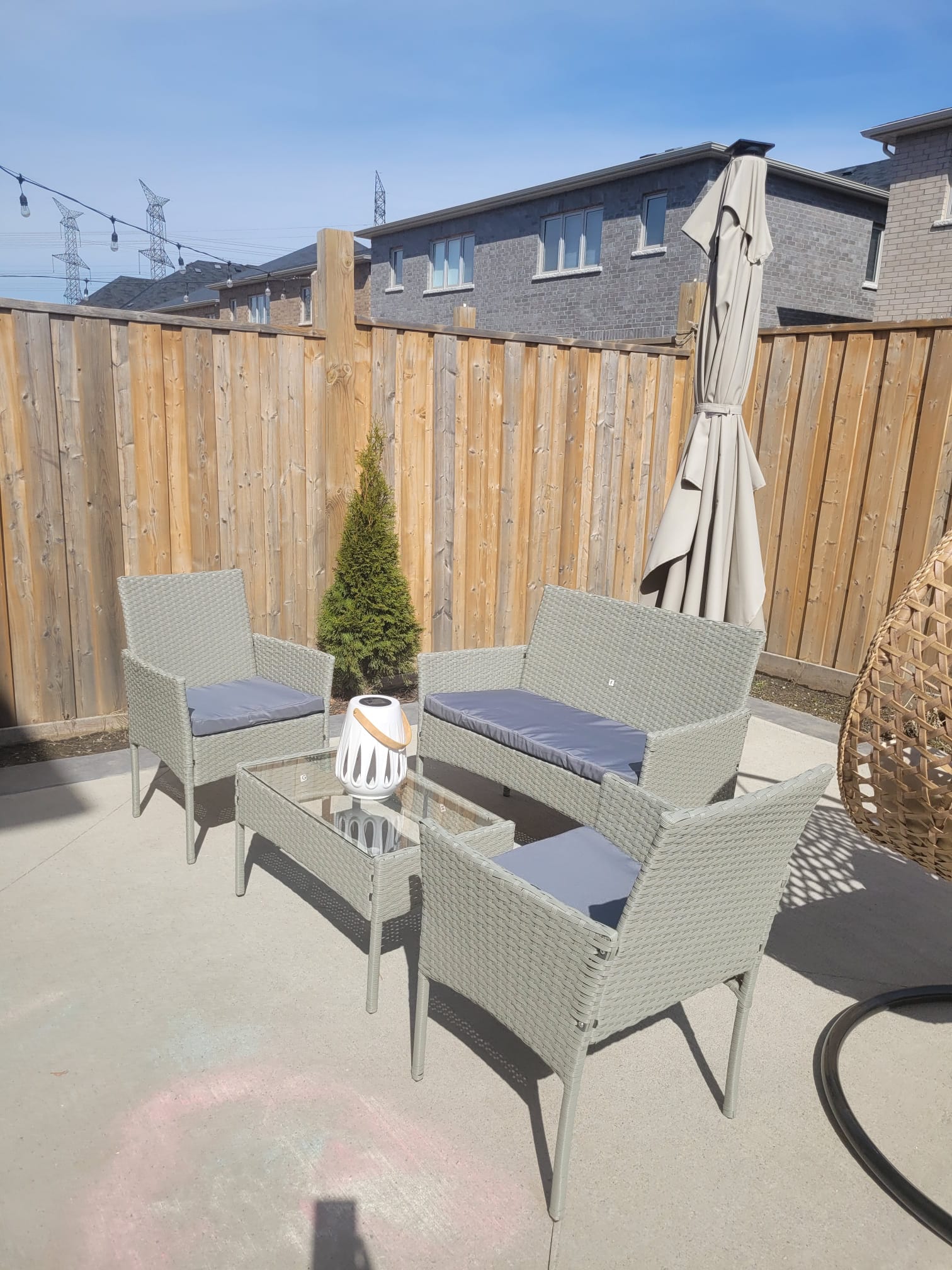 4 PC WICKER PATIO GREY SET 