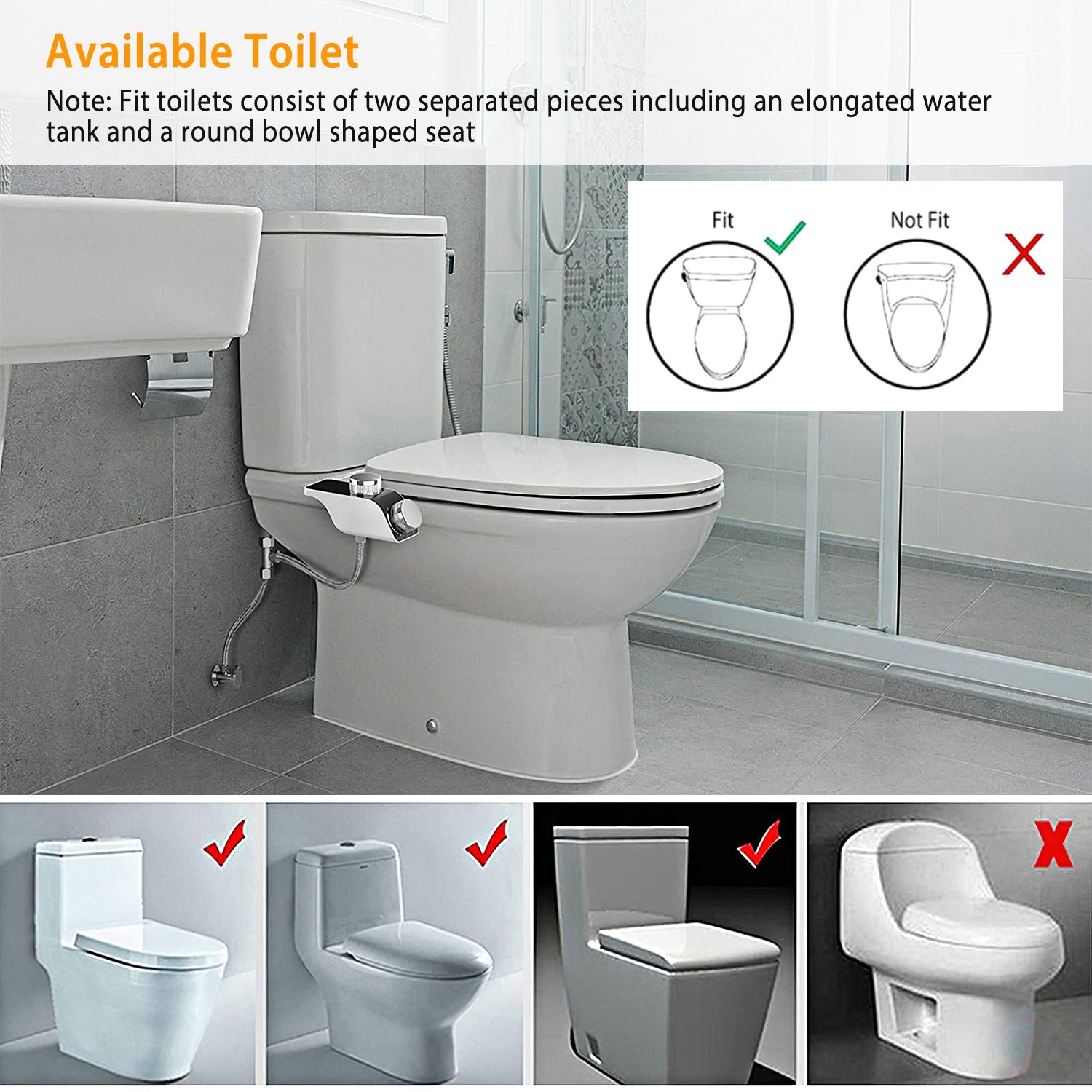 Bidet Attachment Non-Electric Fresh Water Bidet Sprayer Toilet Seat Attachment with Self Cleaning Dual Nozzles Cold Warm Water Temperature Pressure Co 