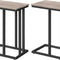HOOBRO C-Shaped End Table Set of 2, Slide Under Sofa Side Tables with Metal Frame, Greige & Black BG02SFP201G1