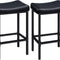 HOOBRO Bar Stools Set of 2, Counter Height Saddle Bar Chairs with PU Leather Cushioned Seats, Black