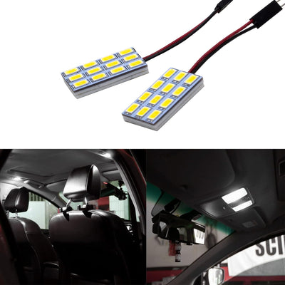 HYUGA 2x 12SMD 5630 White 6500K LED Panel Dome Board Light Auto Car Interior Bulb DC 12V-24V With T10 / BA9S / Festoon Adapters 