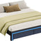 HOOBRO King Size Upholstered Metal Bed Frame with LED Light Strip, Charging Station & 2 Storage Drawers, Black BB42UDBF01