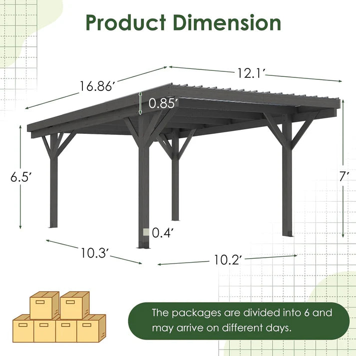 YODOLLA 12' x 17' Wooden Gazebo / Hardtop Pergola