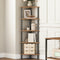 HOOBRO 5-Tier Corner Shelf, Industrial Corner Bookshelf & Plant Stand for Small Spaces, Rustic Brown & Black