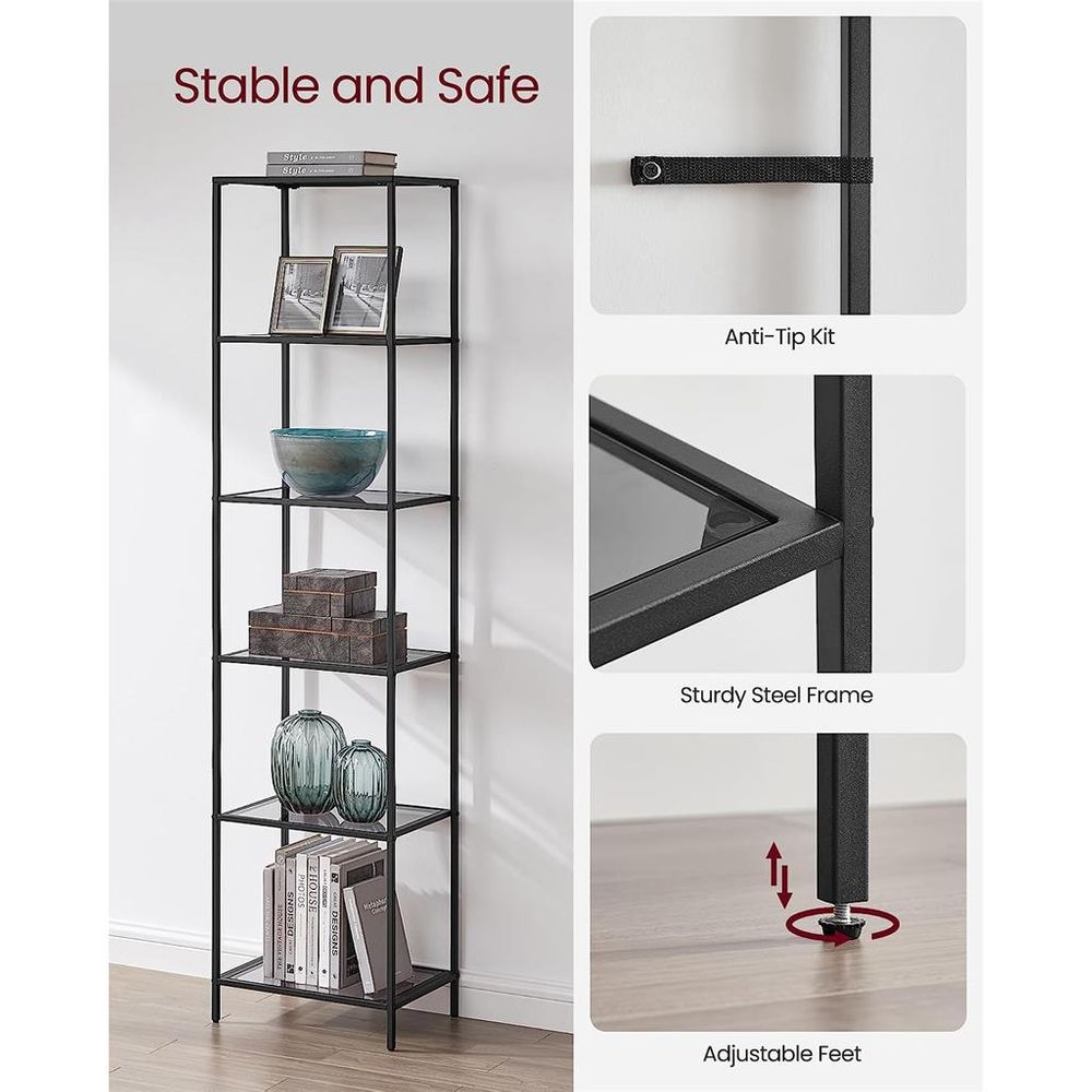 VASAGLE Bookcase, Slim Shelving Unit 