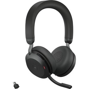 Jabra Evolve2 75 Wireless On-ear Stereo Headset - USB-C - For MS Teams - With Charging Stand - Black - Binaural - Ear-cup - 3000 cm - Bluetooth - 20 Hz to 20 kHz - MEMS Technology Microphone - Noise Cancelling 