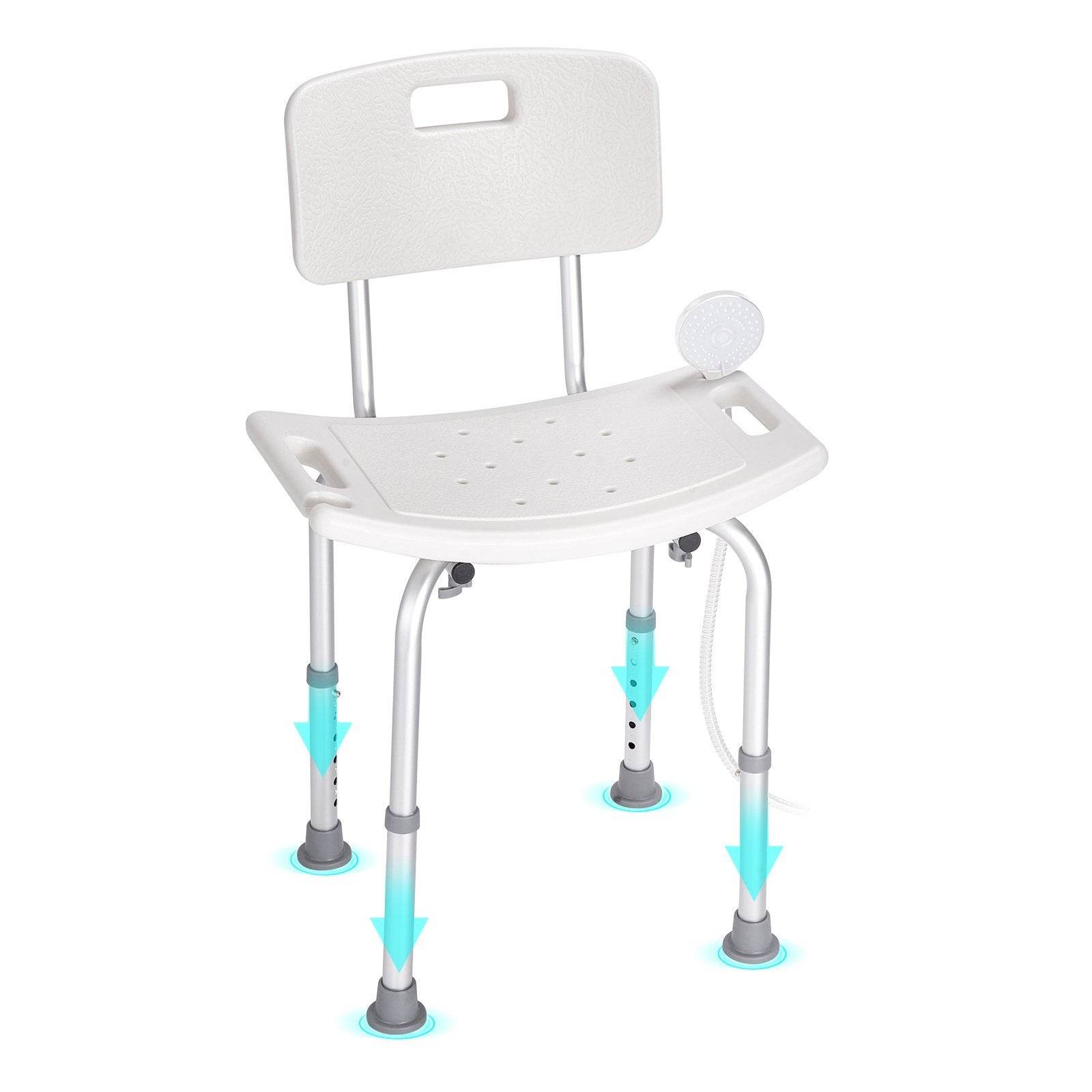 Shower Chair, Shower Seat With Back, Adjustable Height Shower Stool, Shower Chair For Inside Shower Bathtub, Non-slip Bathroom Bench Bath Chair For Elderly Disabled Handicap, 350 Lbs Capacity 