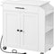 HOOBRO Kitchen Island Cart with Power Outlet, Storage Cabinet, Drawer & Spice Rack, Rolling Kitchen Cart on Wheels, White