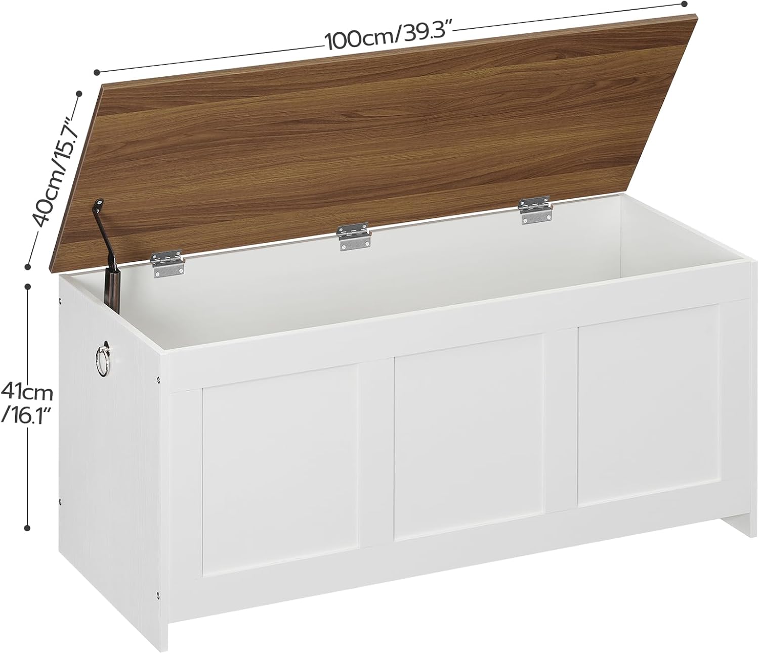 HOOBRO Storage Bench with Lift-Top Storage Chest, 100 cm Retro Wooden Toy Box Organizer, White & Walnut