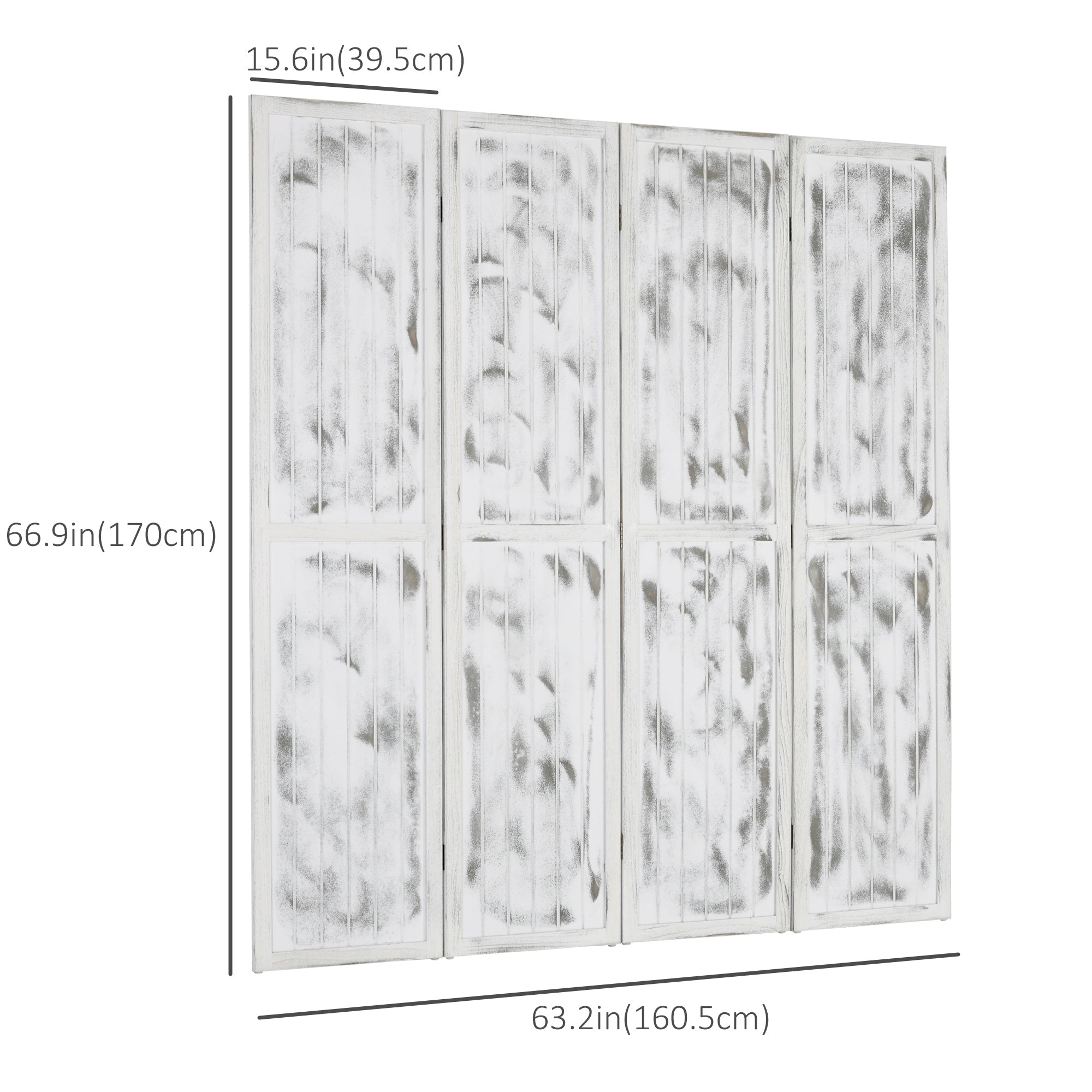 HOMCOM Rustic Retreat: Room Divider Screen, Foldable Privacy Screen for Bedroom, Office, 5.5' Rustic White Finish 