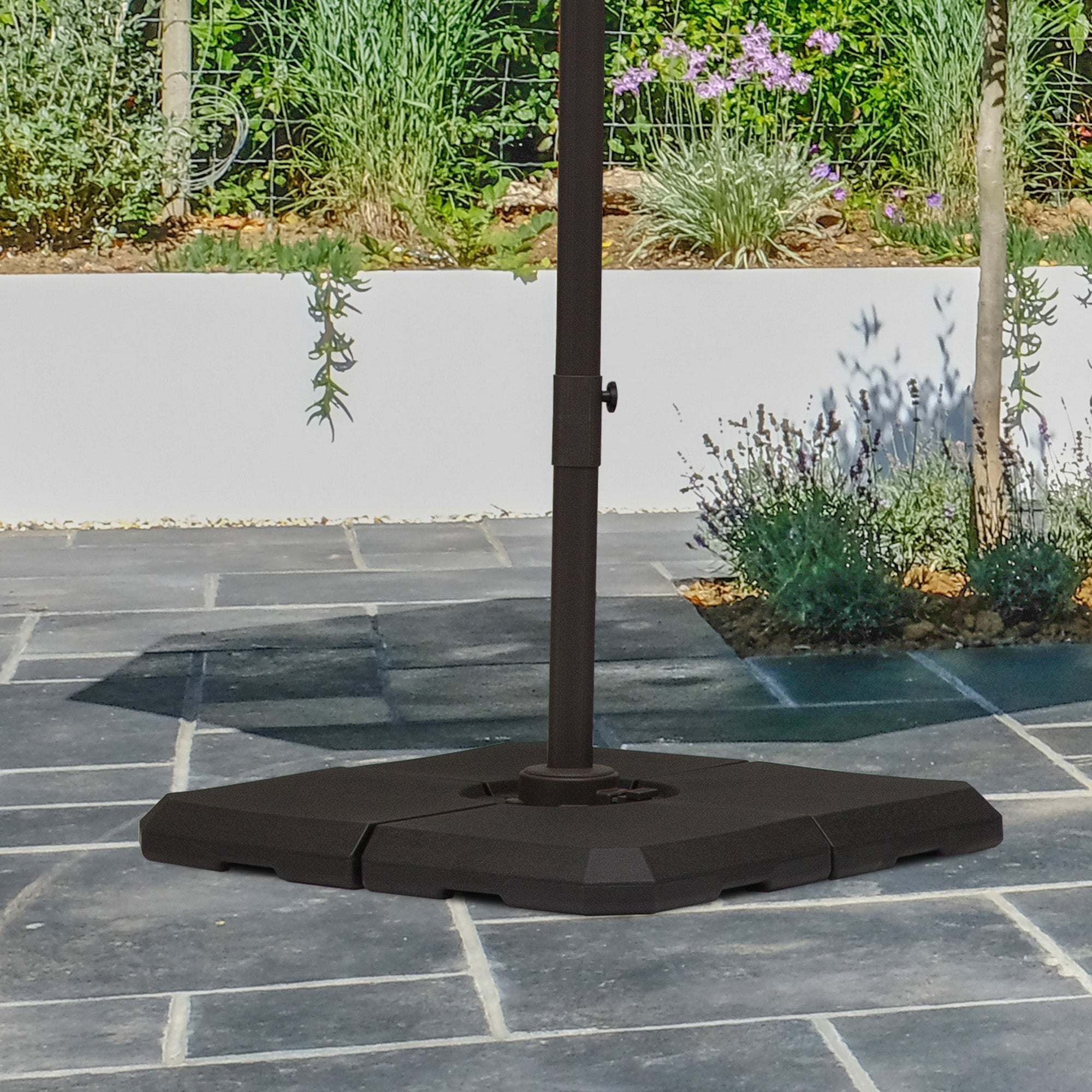 Outsunny Cantilever Base Anchor: 4pc Fillable Umbrella Stand for Offset Parasols, Durable Black 