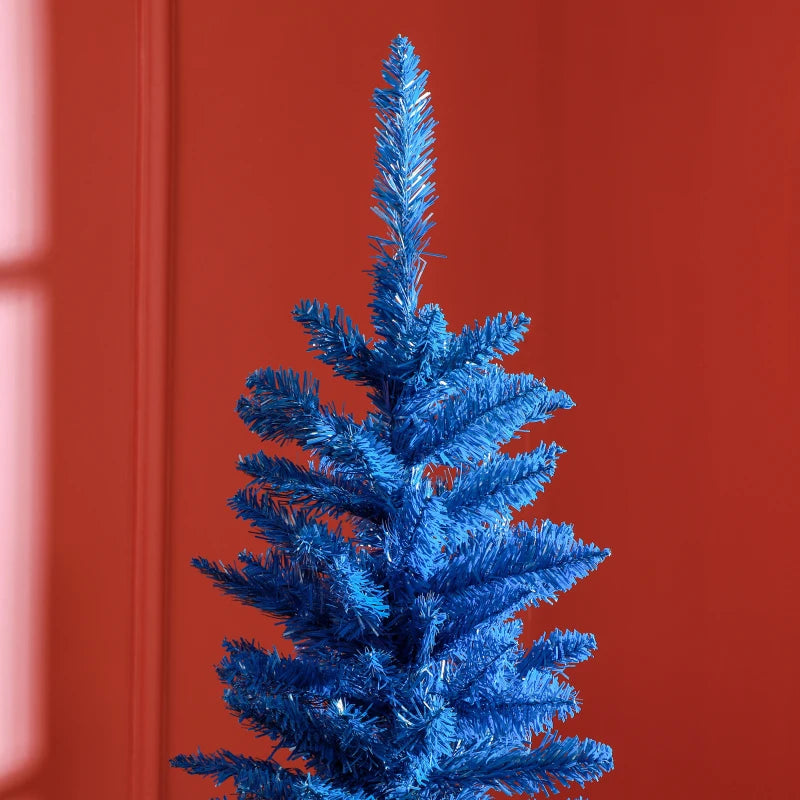 HOMCOM Pencil Christmas Tree, Slim Artificial Xmas Tree in Deep Blue & Mint, Skinny Holiday Decoration for Home & Office 