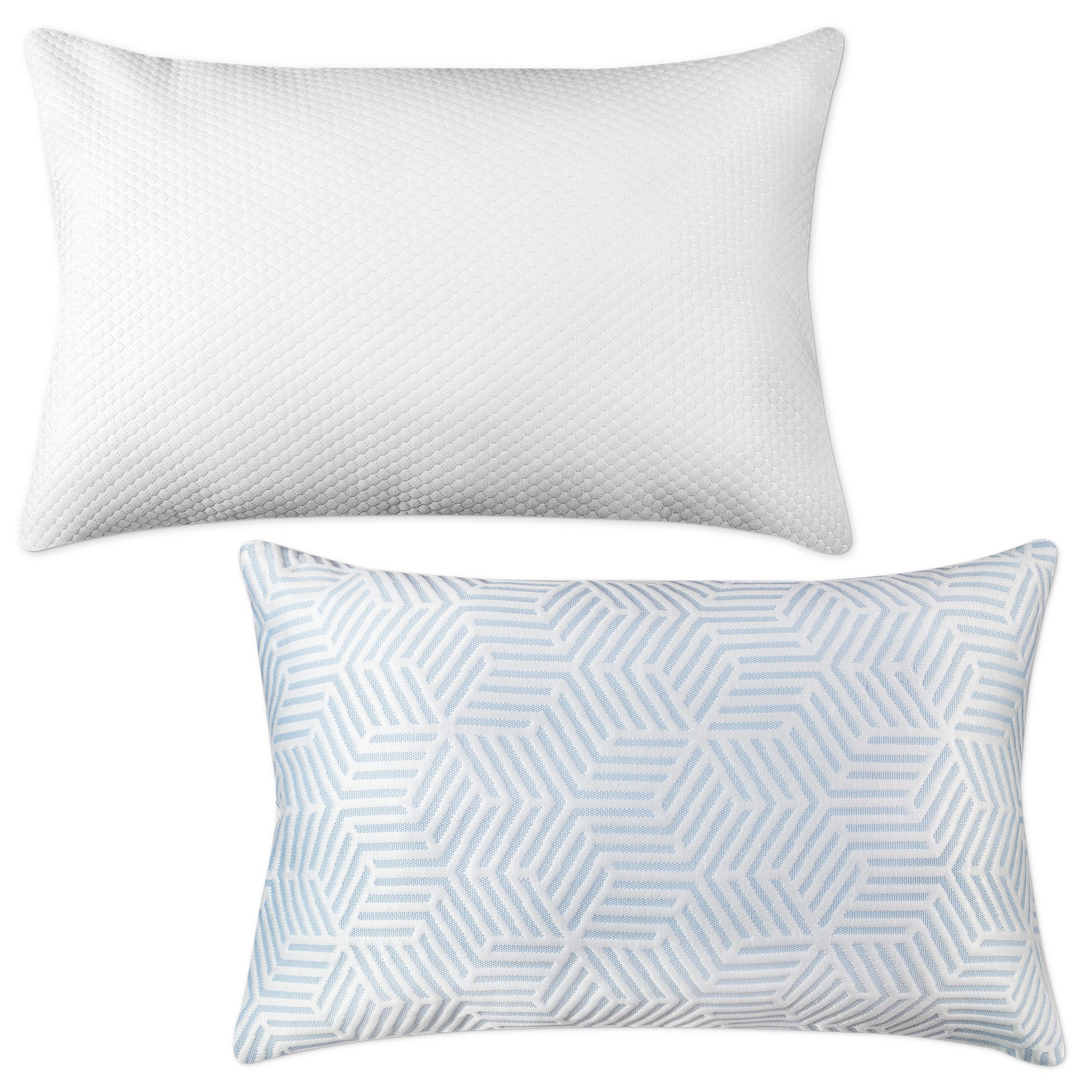 Knitted Antibacterial Cold/Hot Hotel Collection Bed Pillow, Queen Size. Designed for Back, Stomach or Side Sleepers, 30x30, White 