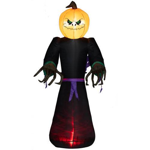 HOMCOM 7 Halloween Inflatable Outdoor Decoration Reaper Ghost Pumpkin, Blow Up LED Yard Decor For Garden, Lawn, Party, Holiday, Waterproo 