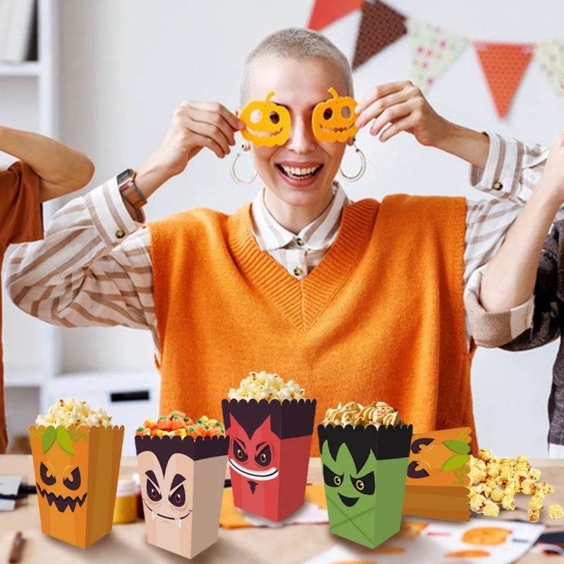 12 Pieces Halloween Popcorn Box Halloween Party Favor Snack Treat Boxes Candy Cookie Container Decorations Gifts For Popcorn Sales Halloween Party Favor Supplies 