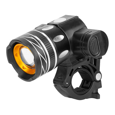 Bike Headlight USB Rechargeable LED Bicycle Front Light IPX6 Waterproof Bicycle Headlight Aluminum Alloy Shell Bike Headlight w/ Bracket 