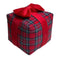 Christmas Pillow, 3D Gift Box Shape, Red Tartan with Bow, 10 x 10 in