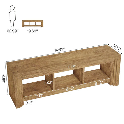 Television Stand 63" Farmhouse Entertainment Center Media Console Natural Oak