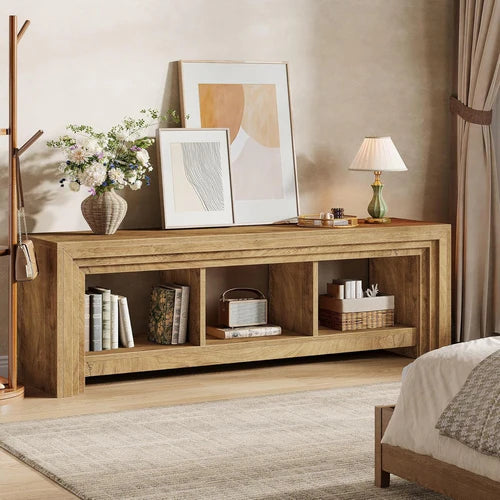 Television Stand 63" Farmhouse Entertainment Center Media Console Natural Oak