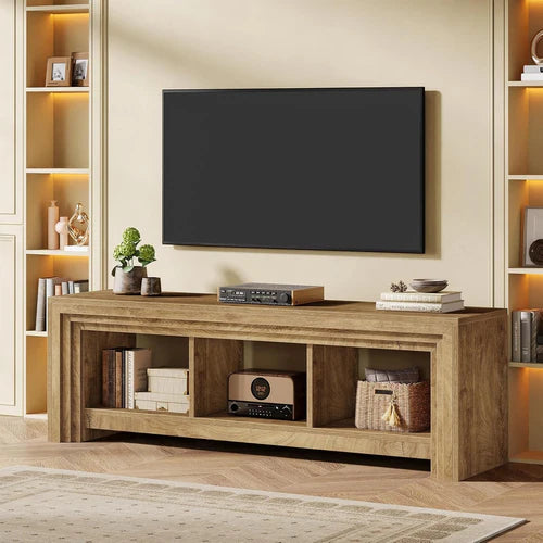 Television Stand 63" Farmhouse Entertainment Center Media Console Natural Oak