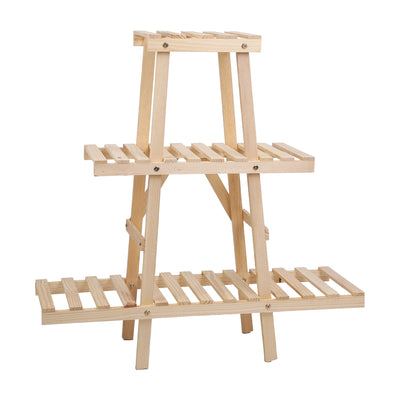Wooden Plant Stand 3-Tier Potted Flower Shelf Multi-tier Flower Pot Rack Holder Triangle Ladder Plant Vase Display Rack 82lbs Max Load for Indoor Pati 