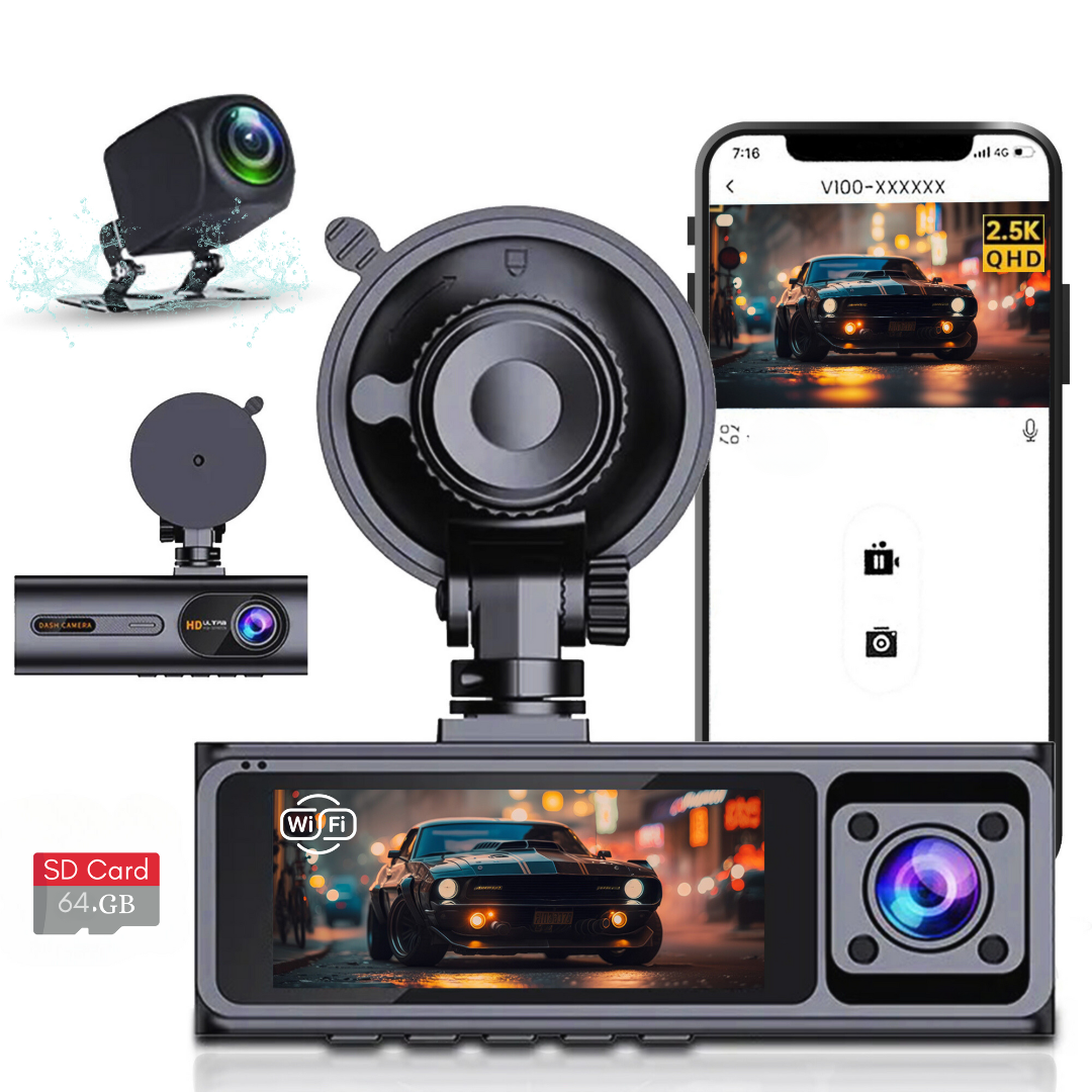 LDAS A20 Dash Cam WiFi , 2.5K Car Camera, Dashcams with App, Night Vision, G-Sensor, Loop Recording, 24H Parking Mode, Free 128G SD Card, Support 256GB Max (Black) 