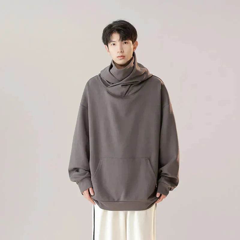 Autumn Winter Oversized Turtleneck Hoodie  Pullover for mens 