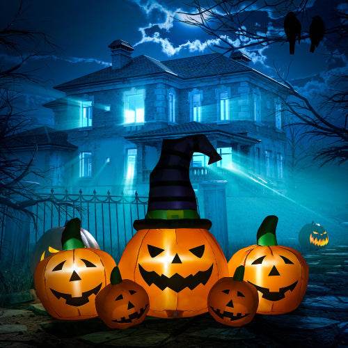 Outsunny 73L Inflatable Halloween Decoration,5 Pumpkin, Blow Up Outdoor LED Yard Display, Waterproof 