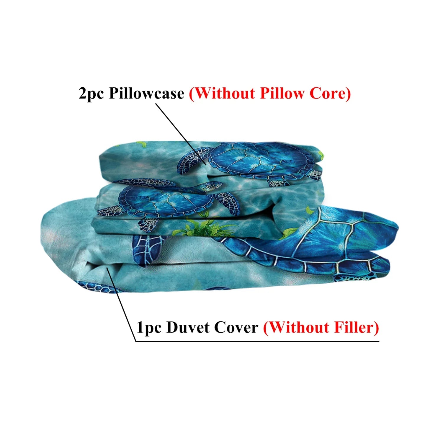 Sea Turtle Pattern Duvet Cover Set 3 Pieces King Size Soft Bedding Set With 2 Pilowcases With Zipper Closure For Home Bedroom For All Seasons 