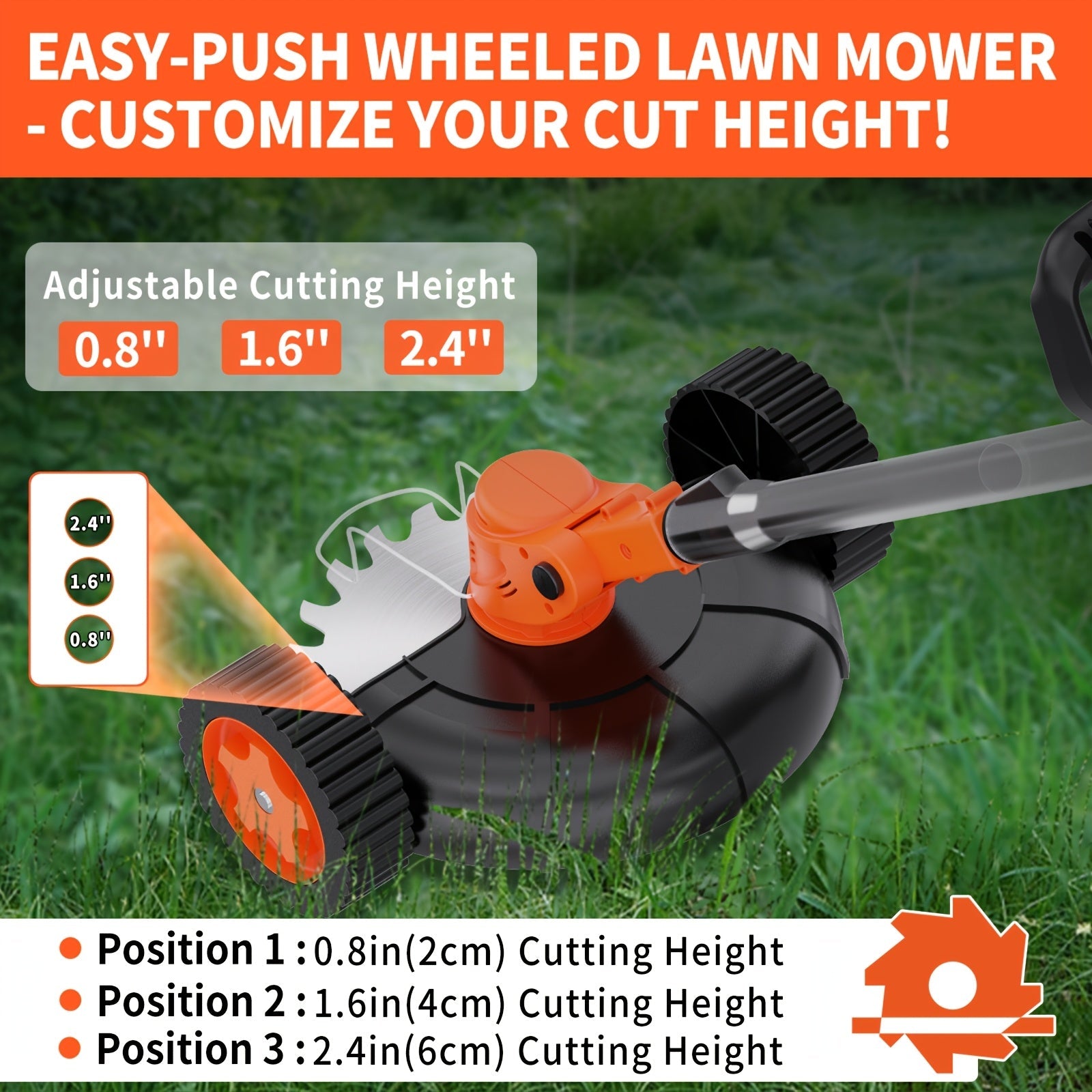 Portable Cordless Electric Lawn Mower, Grass Trimmer Handheld Weeder with 4 Different Blade Models and Two Large Capacity Lithium Batteries, Suitable for Outdoor and Patio Use, Includes Charger 