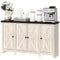HOMCOM Rustic Sideboard, Buffet Cabinet with Adjustable Shelves for Living Room, Dining Room, Entryway, White Wood Grain