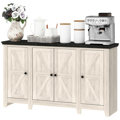 HOMCOM Rustic Sideboard, Buffet Cabinet with Adjustable Shelves for Living Room, Dining Room, Entryway, White Wood Grain 