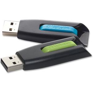 Microban 32GB Store 'n' Go V3 USB 3.2 Gen 1 Flash Drive - 3pk - Blue, Green, Gray 