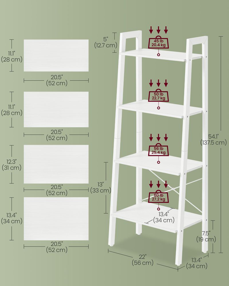 VASAGLE 4-Tier Ladder Shelf with Steel Frame 