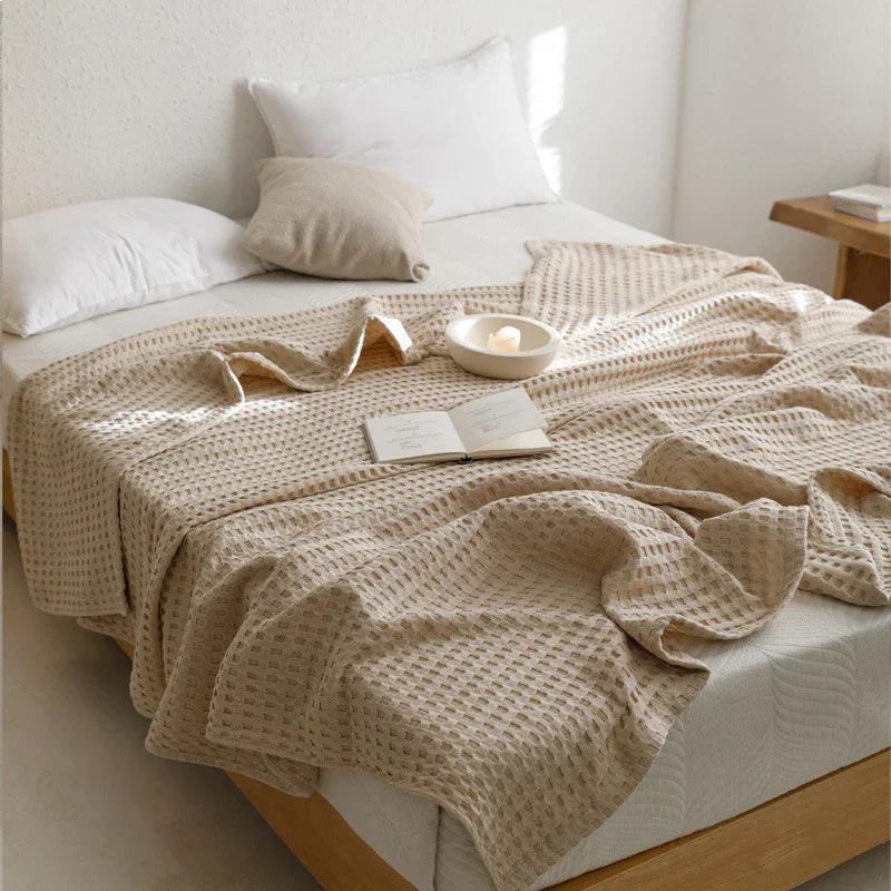 Waffle Cotton Yarn Air Conditioner Summer Cooling Duvet Solid Color Dormitory Comforter 