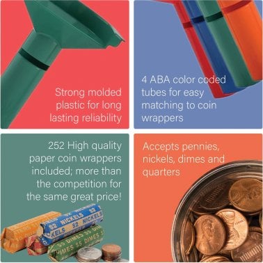 Nadex Coins™ 252 Coin Wrappers with Coin-Sorter Tubes