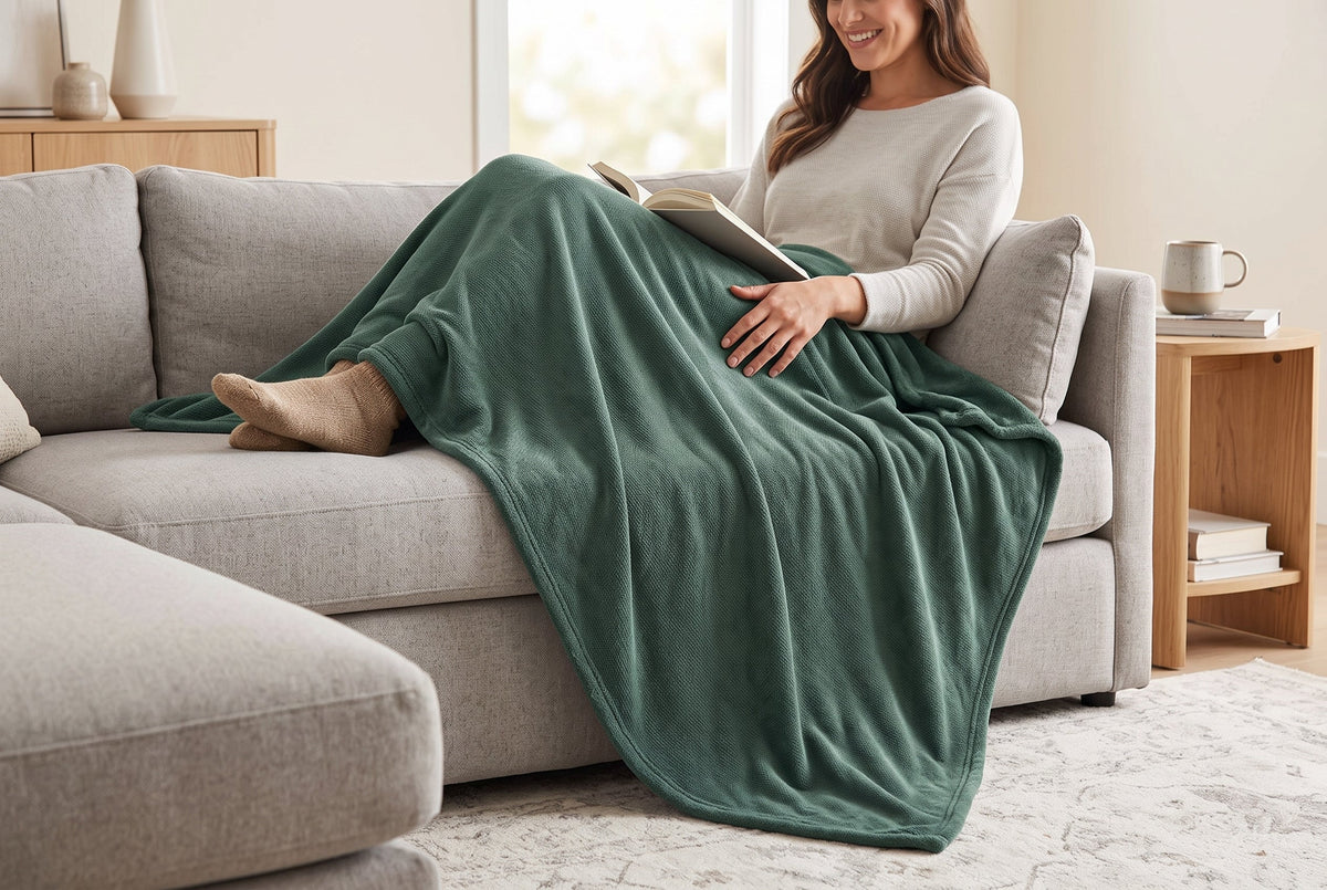 Flannel Blanket, 60 x 80 in, Super Soft, Laurel Green
