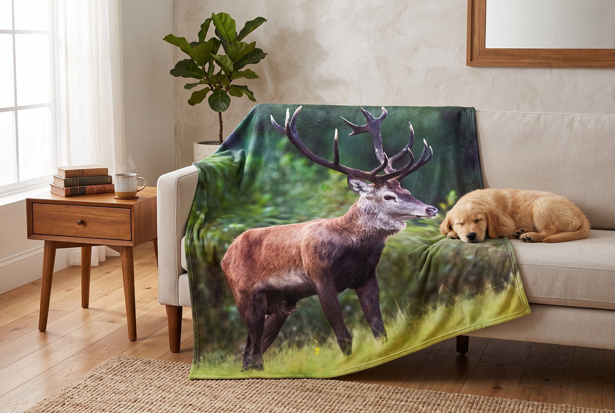 Faux Mink Throw Blanket, 48 x 60 in, Deer Print