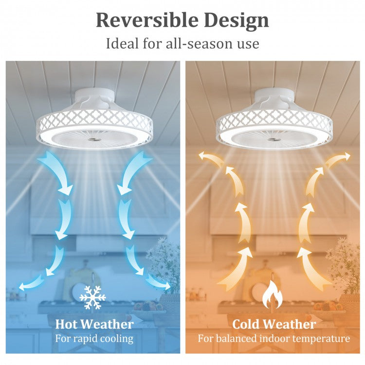 19" Low Profile LED Ceiling Fan with Remote Control, Dimmable Light & Reversible DC Motor – White