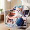 Sherpa Throw Blanket, 48 x 60 in, Cat with Yarn Ball Print