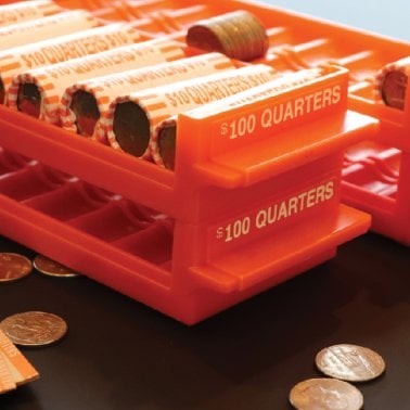 Nadex Coins™ Rolled-Coin-Storage Organizer Tray Sets with Ridges for Loose Coins, 4 Pack