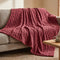 Cable Knit Sherpa Blanket, 80 x 88 in, Merlot Red