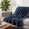 Embossed Flannel Throw Blanket, 48 x 60 in, Baroque, Indigo