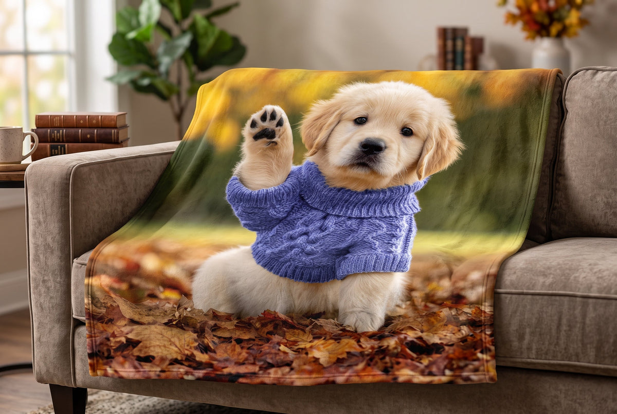 Faux Mink Throw Blanket, 48 x 60 in, Puppy Print