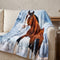 Faux Mink Throw Blanket, 48 x 60 in, Horse Print