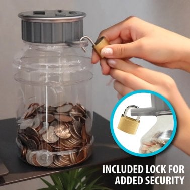 Digital Energy® Locking Digital Coin Bank Savings Jar