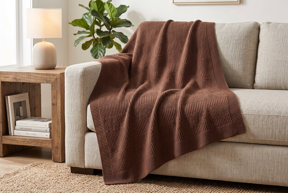 Jacquard Throw Blanket, 48 x 60 in, Contempo, Cedar